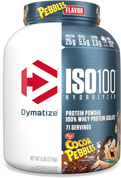 【Limited time sale】Dymatize ISO100 Hydrolyzed Protein Powder, 100% Whey Isolate, 25g of Protein, 5.5g BCAAs, Gluten Free, Fast Absorbing, Easy Digesting, Cocoa Pebbles, 5 Pound 71 Servings (Pack of 1)
