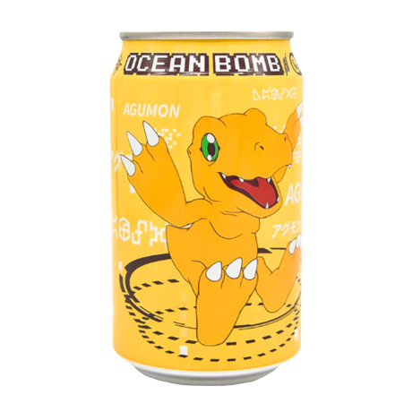 Ocean Bomb Digimon Agumon Banana Flavour Sparkling Water (330ml)   tastydaily