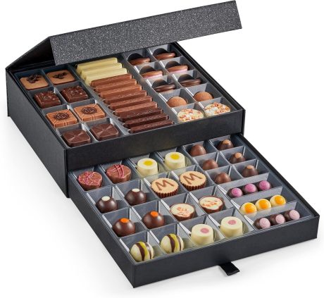 【Anniversary celebrations】Hotel Chocolat Classic Cabinet 600g - Assortment of 61 Milk, White and Dark Chocolates - Large Chocolate Gift Box for Birthday