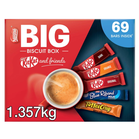 【Best-Selling Items】Nestlé Kitkat and Friends Big Biscuit Box | 69 x Chocolate Biscuit Bars - KitKat, Blue Riband, Toffee Crisp | Box 1.357kg