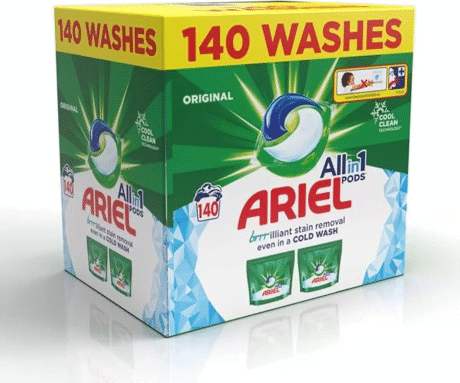 [First Order Discount]Ariel Platinum Washing Pods 140 Washes 2320G +Extra Stain Removal On top